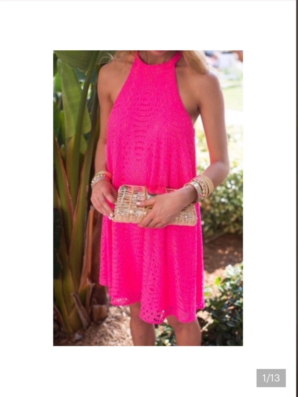 Lilly Pulitzer Hot Pink Crochet Halter Sundress